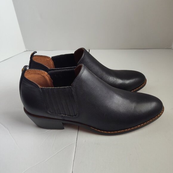 Ladies SZ 6-1/2B Coach Black Leather Ankle Bootie - Picture 2 of 5